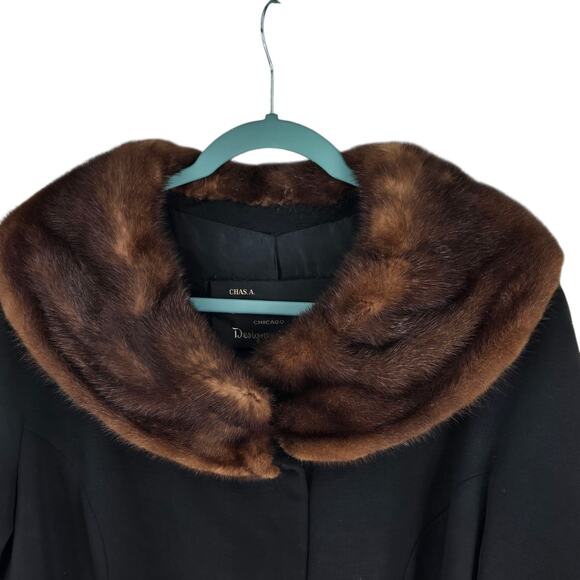 Vintage Womens Chas A Stevens Pea Coat Overcoat Size Medium Mink 3/4 Sleeve - Picture 3 of 12